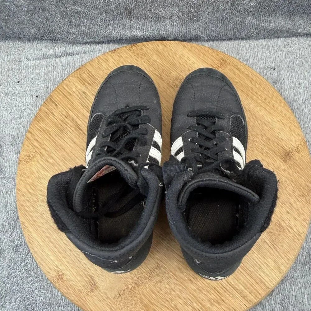 Adidas Wrestling Shoes Boys Size 3.5 Black Mesh Athletic Youth Sneakers AQ3327